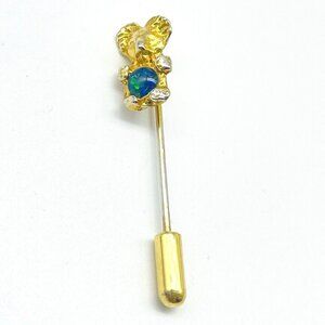Vintage Koala Stick Pin Gold Tone Blue Bead Animal Lapel Hat Australia Travel